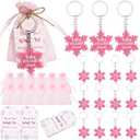 36PCS Baby It's Cold Outside Party Favors, Winter Baby Shower Decorations Girl, Pink Thank You Snow Much for Coming Tags Snowflake Keychains Organza Bags for Baby Shower Gender Reveal