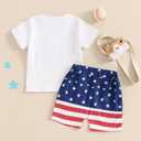 4th of July Baby Boy Outfit Letter Flag Embroidery T-Shirt Top and Shorts Set 2 Piece July Fourth Clothes Set (White) 0-6M