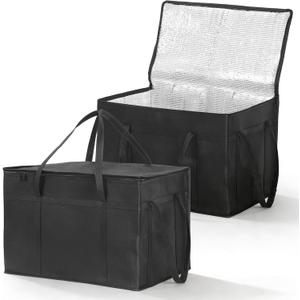 2-Pack 23" W x 15" H x 14" D Insulated Food Delivery Bag XXXL Large Capacity Thermal Cooler Bags for Grocery Shopping, Catering, Pizza Delivery, Rideshare, Travel, and Car Use