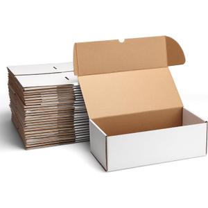 ZBEIVAN 12x6x4 White Shipping Boxes Set of 25, Corrugated Cardboard Mailer Boxes for Packaging Small Business Mailing Gifts