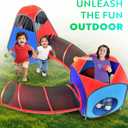 Playz 4pc Pop Up Play Tent and Tunnel Bundle for Toddlers and Kids - Indoor & Outdoor Playhouse with Storage Bag, Red & Blue