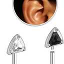 2 Pairs Stackable Cat Stud Earrings for Women, Hypoallergenic G23 Titanium 16G Stainless Steel Helix Cartilage Earrings - Flat Back CZ Jewelry Gift for Sensitive Ears - 2 Colors (sliver)