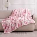 Bedsure GentleSoft Sherpa Fluffy Throw Blanket - Fleece Warm and Cozy Throw for Women Gift, Plush & Fuzzy Faux Christmas Fur Blanket for Couch, Sofa, Bed Decor, Tie Dye Design, Pink, 50x60 Inches