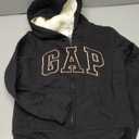 GAP girls Logo Sherpa Heritage Full Zip (Large, True Black)