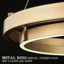 LED Ring Chandelier Brass Gold Chandelier Dimmable Round Foyer Chandeliers Light Modern Circular Chandeliers for Dining Room Entry Bedroom Office Living Room, 24in