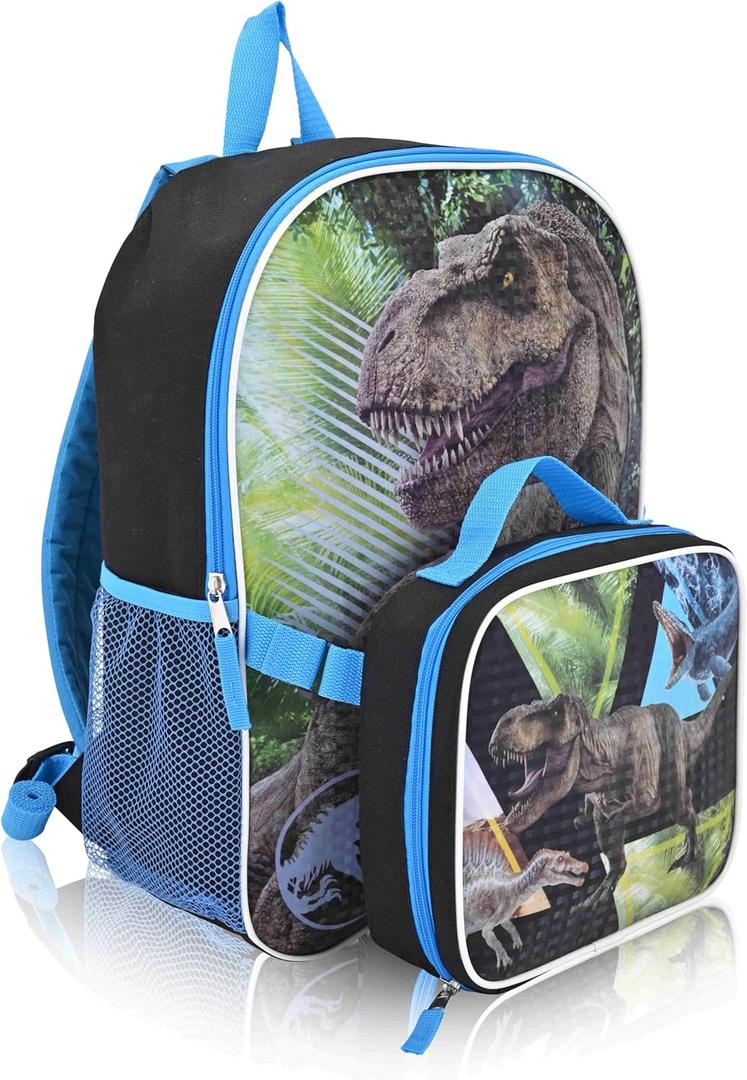 Fast Forward Jurassic Park 16" Backpacks With Lunch Bag - Licensed Characters Kids Schoolbag