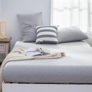 LIFETOWN 100% Jersey Knit Cotton Sheet, Extra Deep Pocket Sheet, 1 Fitted Sheet with 2 Pillowcases, Wrinkle-Free Ultra Soft (Heathered Light Grey, King)