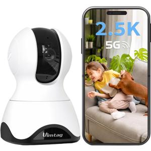 VIMTAG 2.5K Pet Camera Indoor with Phone App, 360 Dog Camera with Speaker, Indoor Cameras for Home Security, 5G/2.4G WiFi, Motion Tracking & AI Detection, 2-Way Audio, Night Vision, SD/Cloud Storage