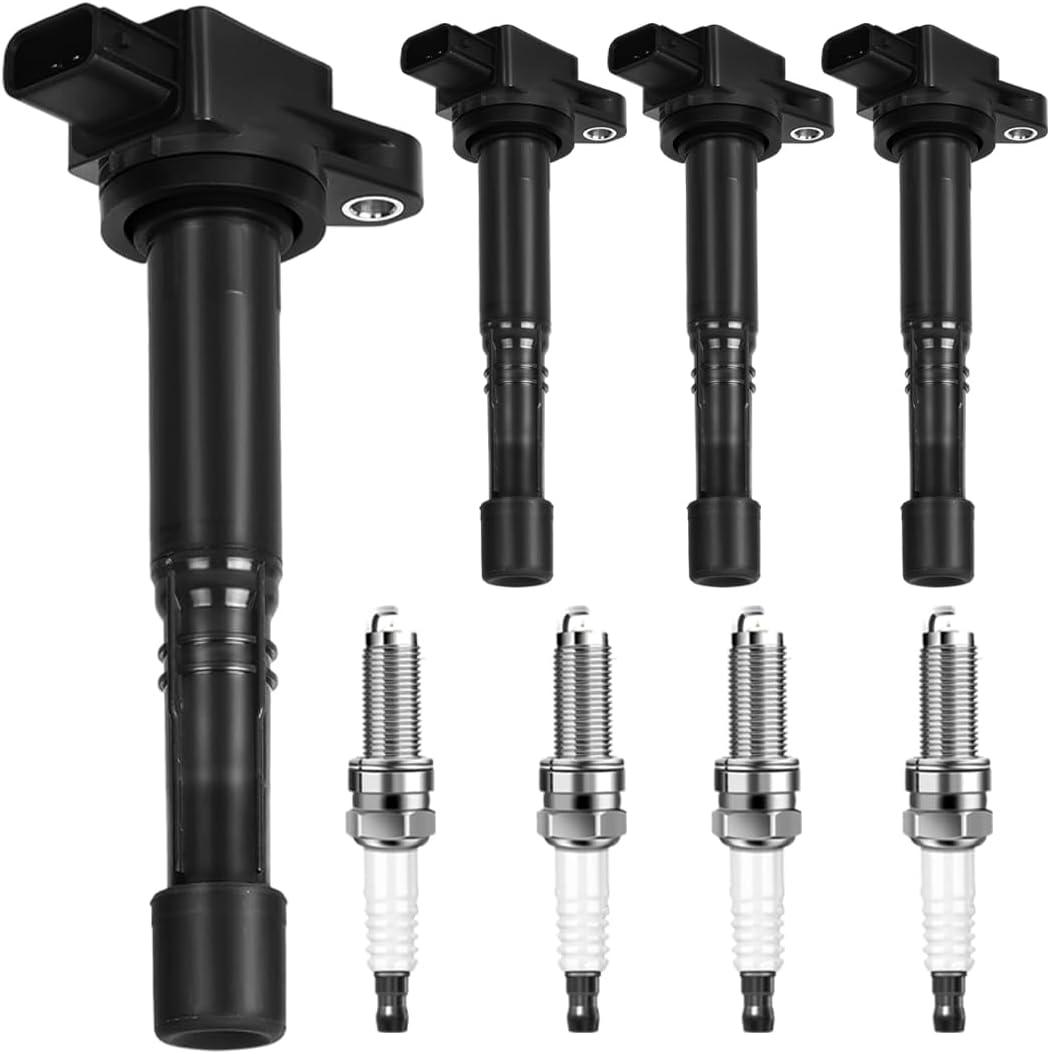 Ignition Coil Pack  4 & Spark Plug  4 FIT Honda 2.0/2.4 L L4 (Civic 2002-2011, CR-V 2002-2009, Accord 2003-2007, Element 2002-2011) & Acura RSX/CSX 2002-2011  Replaces UF311 UF583 30520-PMA-007