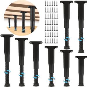 8PCS Bed Support Legs 8.3"-14.8" Height Adjustable Bed Frame Support Legs Heavy Duty Metal Replacement Legs for Bed Slats Center Support to Prevent Sagging and Noise