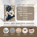 Modern Floral Canvas Wall Art Blue White Gold Flowers Wall Decor Pictures Flower Market Poster Prints for Living Room Bedroom Office Home Decoration 12x16in Ready to Hang