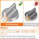 W10766544 Gas Stove knobs Replacement (5 Pack) for Whirlpool Stove/Oven WFG540H0ES0 WFG540H0ES0 WFG714HLAS0 WFG540H0AH2,Range Oven Burner Knobs Replaces W10430807