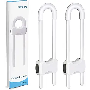 Baby Proofing Cabinets,Cabinet Locks for Babies,U-Shaped Child Locks for Cabinets, Child Proof Cabinet Latches,Child Safety Cabinet Locks with Adjustable by SPISPI (Pack of 2)