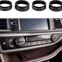4 Pcs AC Air Conditioner Heater 4WD Control Switch Knob Cover Ring Compatible for Toyota Tacoma 2016-2023, Sturdy Aluminum Alloy Black