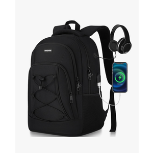 Backpack for Men and Women, Casual School Backpacks for Teens Boys and Girls, Water Resistant Bungee Students Bookbag 15.6 inch Laptop Bag with USB Charger for College High School Travel