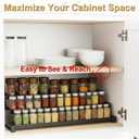 3-Tier Spice Rack Organizer for Cabinet, Expandable Kitchen Organizer 14.4 to 26.1 Inch Seasoning & Pantry Organizer for Countertop, Metal Non-Skid Step Storage Shelf for Condiments, Oils, Cans, Jars