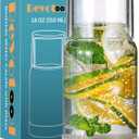 Bedside Nightstand Water Carafe and Glass Set, Night Water Carafe with Tumbler Cup, Clear Glass Mouthwash Dispenser for Bathroom, with Silicone Coaster, Heat and Cold Resistant, 18 OZ