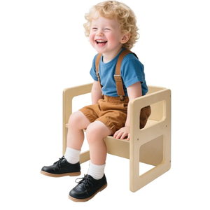 FUNLIO Height Adjustable Montessori Weaning Chair for Age 1-3, Quality Solid Wooden Chair, for Eating/Reading/Playing,Montessori Furniture with CPC Certified - Natural