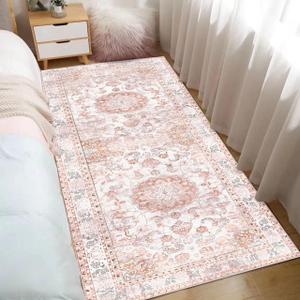 Pink Runner Rug 2' x 6' Non Slip Runner Rugs for Hallway Washable Kitchen Rugs Laundry Room Mats Floor Carpet Runners for Entryway Kitchen Bedroom, Distressed Pink