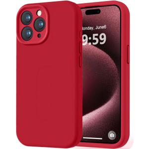 LOVE 3000 Designed for iPhone 15 Pro Case, Premium Silicone with [Soft Anti-Scratch Microfiber Lining] Shockproof Protective Phone Case for Men Women Girls 6.1", Red