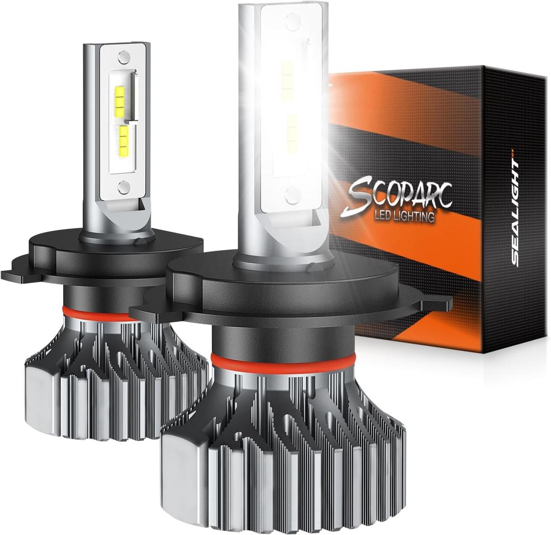 SEALIGHT H4/9003/HB2 Bulbs, Super Bright Bulbs, Quick Installation, Fanless Light, Non-Polarity, Fog Bulbs, Powersports Accessory Lights, Pack of 2