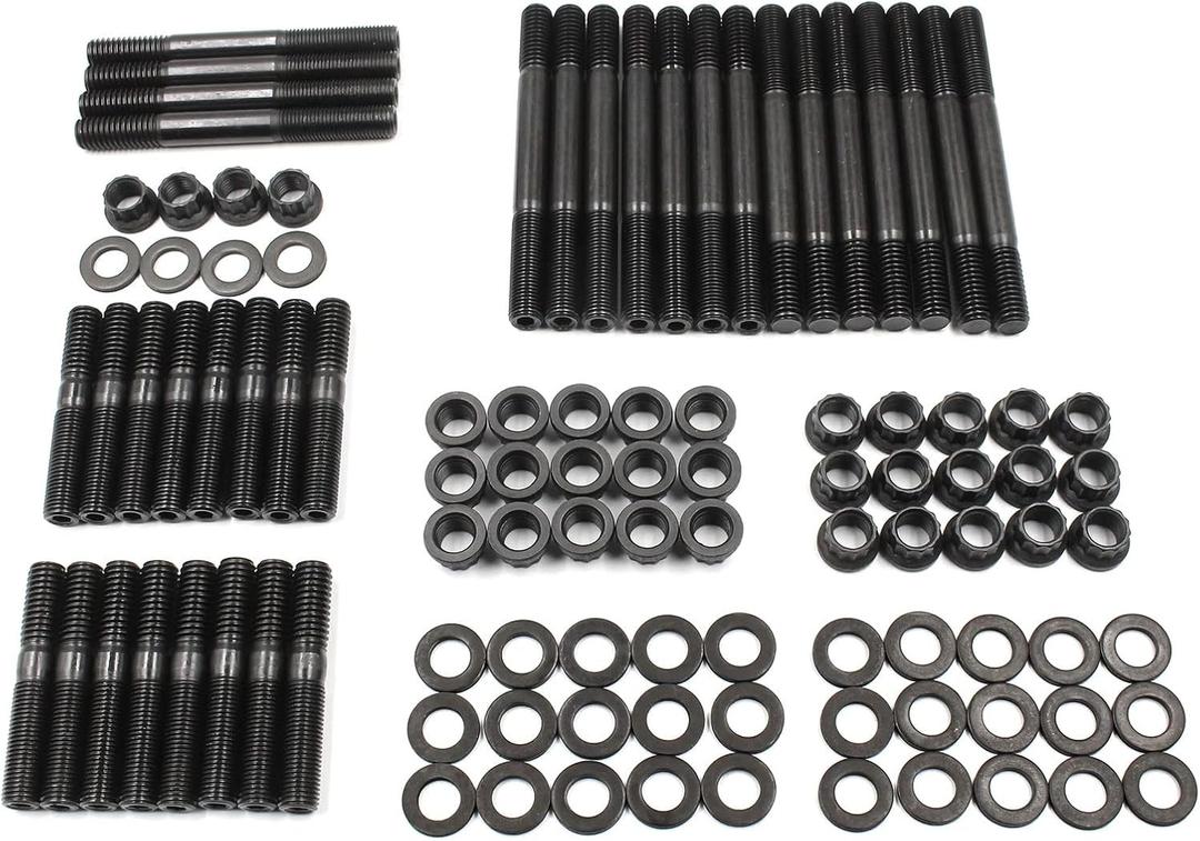 YZQPNB 12-Point Cylinder Gasket Head Stud Bolt Kit Compatible with Chevy Small Block SBC 350 265 267 283 302 305 307 327 383 400 Engines # 134-4001 PCE279.1001