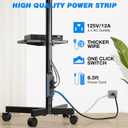 Rfiver Mobile TV Cart with Power Outlet, Rolling TV Stand for 23-65 Inch LCD LED OLED Flat Panel Curved Screen TVs up to 88 lbs, Height Adjustable Portable TV Stand with Wheels, Max VESA 400x400mm