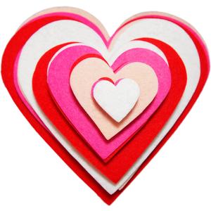 Playfully Ever After 1 to 6 inch Multi-Size Pack Stiff Felt Hearts 18pc (Red, Pink, & White Combo)