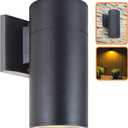 Outdoor Wall Light, Exterior Lighting - ETL Listed, Die-cast Aluminum Anti-Rust Waterproof Wall Mount Cylinder Design  1-Direction Up or Down Light Fixture for Porch, Garage, Doorway or Patio