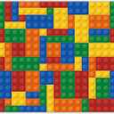 ZTHMOE 84x60inch Building Blocks Theme Backdrop Colored Bricks Photography Background Birthday Party Decorations Cake Table Banner Photo Booth Props