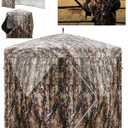 270 Camouflage Hunting Blind Portable Pop-Up Tent with Shoot-Through Mesh, Waterproof Ground Blind for Deer Hunting, 2-3 & 3-4 Person Capacity & Carry Bag