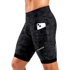 Bikewa Men's Cycling Shorts 7" 4D Padded Bike Shorts for Men Road Biking Bicycle Riding Cycle Biker Phone Pockets, Size 2 XL