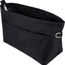 Handbag Tote Purse Organizer Insert Bag Liner Shaper Divider Zipper 11 Pockets Compartments Medium Black