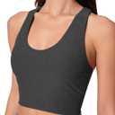 Womens Sleeveless Crop Tops Scoop Neck Racerback Sports Tank top Athletic Yoga Workout Tops Built in Shelf Bras Padded (X-Small, Carbon Black)