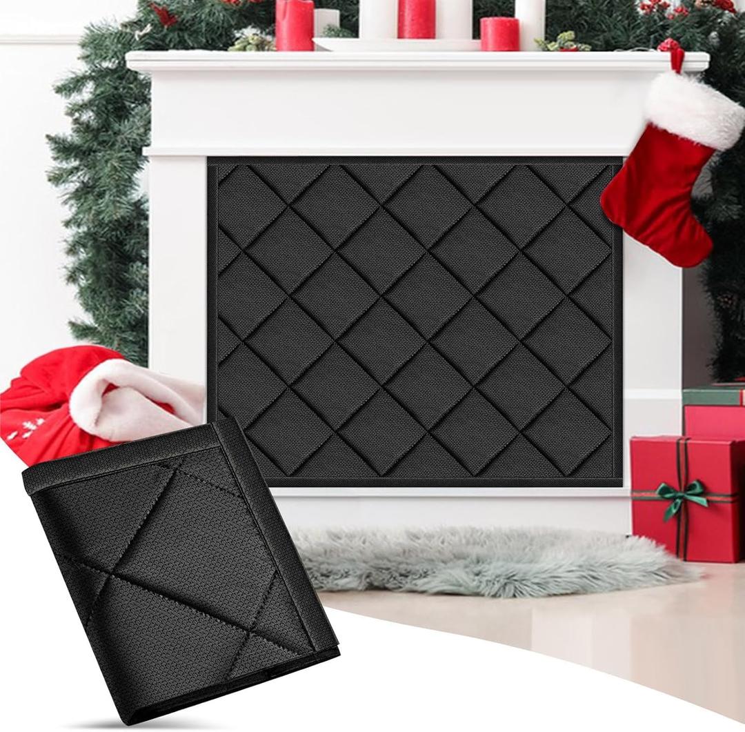Magnetic Fireplace Cover for Energy Saving, Magnetic Fireplace Blanket for Iron Fireplace Frame Keep Drafts Out Stops Heat Loss Fireplace Screen fit for 39" W x 32" H