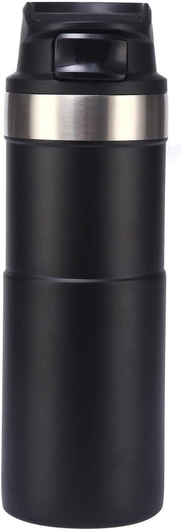 MAXFOREST16OZ Trigger Action Travel Mug - 500ml BPA Free Insulated Stainless Steel Coffee Tumbler, Leak-Proof Wide Mouth Design for Commuters, Sports & Outdoor Enthusiasts (Black)