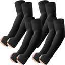 ROXUN 4 Pairs Arm Sleeves with Thumb Hole, Cooling UV Protection Compression Tattoo Cover Up for Men/Women 4 Black