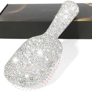 Luxury Rhinestone Hair Brush for Women - Bling Detangling Comb with Anti-Static, Perfect for Wet or Dry, Straight & Wavy, Curly Hair, Great Gift for Holidays and Special Events