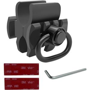 GOTCIAL Shotgun 12Ga Barrel Clamp W/Built-in QD Forward Sling Swivel Socket, 3-Slot Picatinny Rail Mount (1.25 in QD Sling Swivel and 2 PCS 4x6 mm Gasket Silicone Elastomer Included) (Black)