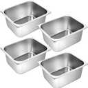 Zubebe 4 Pcs Hotel Pans 1/2 Half Size 6 Inch Stainless Steel
Deep Metal Trays Ideal for Commercial Restaurant Buffets, Durable Steam Table Pans for Catering and Party Serving