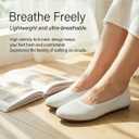 poemlady Womens Ballet Flat Shoes Dress Shoes Knit Round Toe Slip On Ballerina Walking Flats Shoes for Woman Low Wedge Casual (7.5, White)