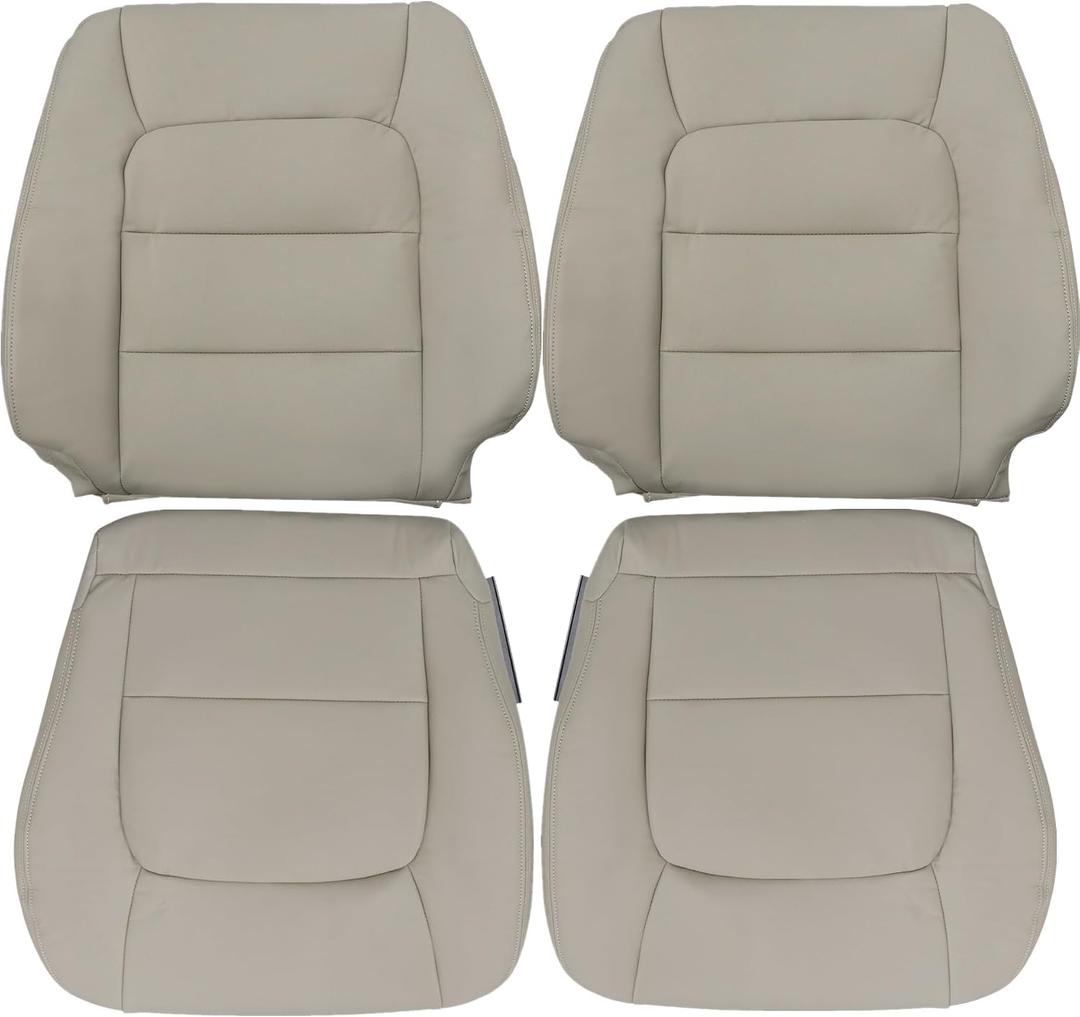 4PCS Driver and Passenger Side Bottom & Top Lean Back Replacement Microfiber Leather Seat Covers Ivory Tan Compatible with Lexus LX470 1998 1999 2000 2001 2002 2003 2004 2005 2006 2007