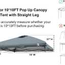 10x10 Pop Up Canopy Replacement Top Cover with Air Vent for Straight Leg Canopy Tent, Waterproof for Outdoor Garden Patio Camping Sun Shade (Light Gray)