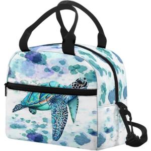 Insulated Lunch Bag Sea Turtle Lunch Box Lightweight Lunchbag Meal Prep Bags with Adjustable Shoulder Strap for Travel School Office Work Picnic Hiking Beach Fishing