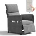 Recliner ChairElectric Adjustable Flannelette Recliner with Remote Control and Padded Backrest,Home Theater Recliner Single Sofa Seat with Thick Seat Cushion for Living Room Bedroom (Grey)