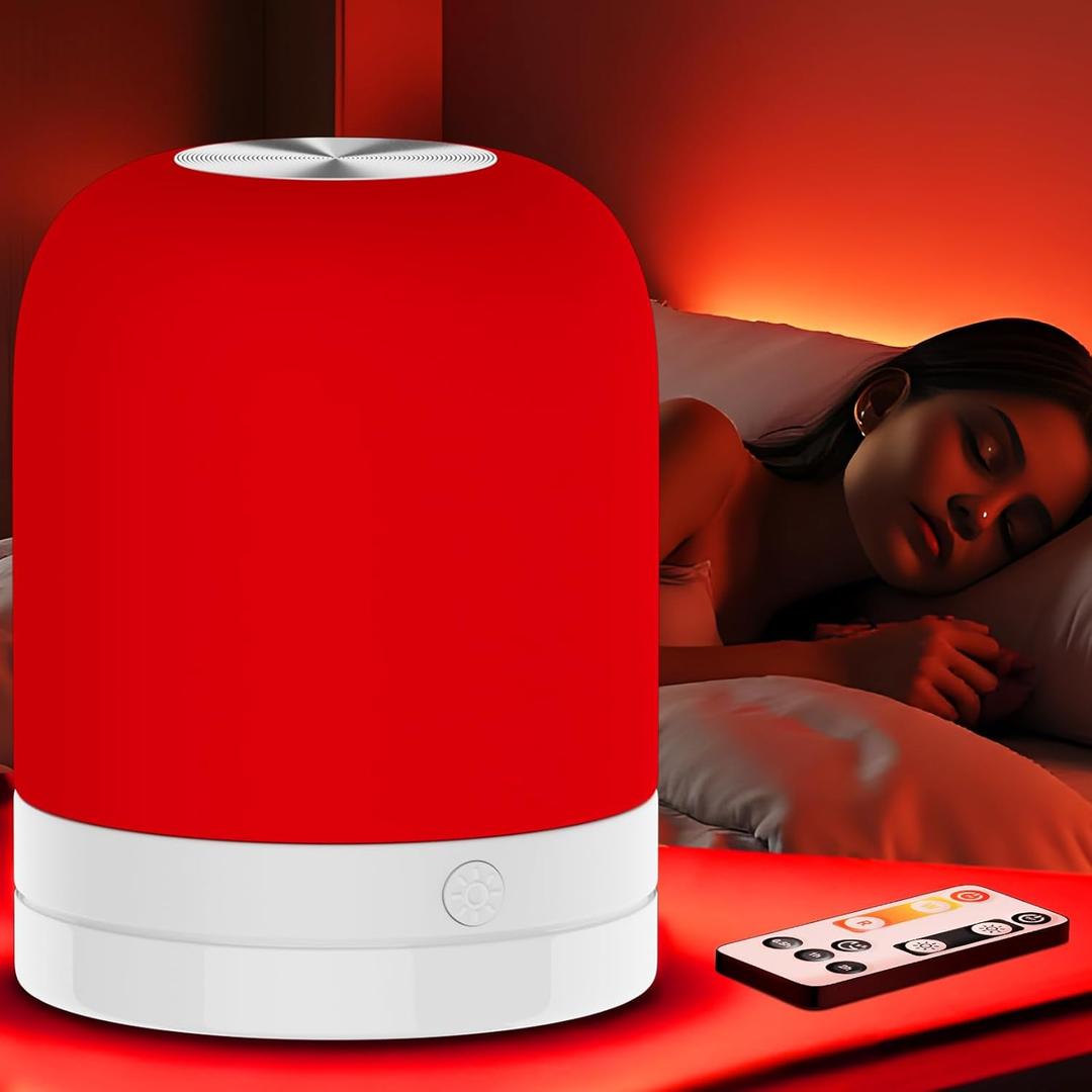 Red Light Night Light Lamp for Sleep,Red Nightlight Desk Lamp with 670nm Wavelength,Touch Remote Control Reds Light for Sleep Lamp Backed by Science,for Deep Relaxation Travel Meditation and Yoga