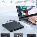 External CD DVD Drive for Laptop, USB 3.0 Type-C Ultra Slim 13mm DVD Player Portable CD DVD +/-RW Drive CD Burner Reader Writer Recorder for Desktop PC Windows 11/10/8/7 Linux Mac OS (Black)
