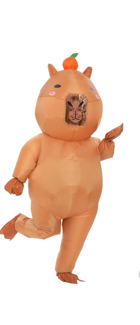 Inflatable Capybara Costume Kids Halloween Costume Inflatable Costume Kids Blow up Costume Cosplay 3'11''-4'11'' (120-150cm)