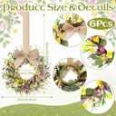Dingion 6 Pcs 6" Mini Spring Cabinet Wreaths Spring and Summer Wildflower Candle Rings Wreaths for Kitchen with Ribbon Small Floral Wreath for Window Door Farmhouse Wedding Decorations