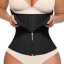 FeelinGirl Waist Trainer for Women Tummy Control Corset Waist Cincher Body Shaper Sport Workout Fajas Postpartum Zipper (X-Small, Black)